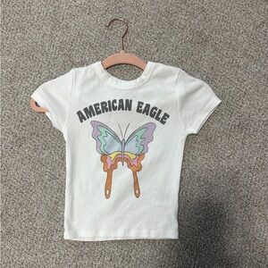 American eagle white butterfly crop top